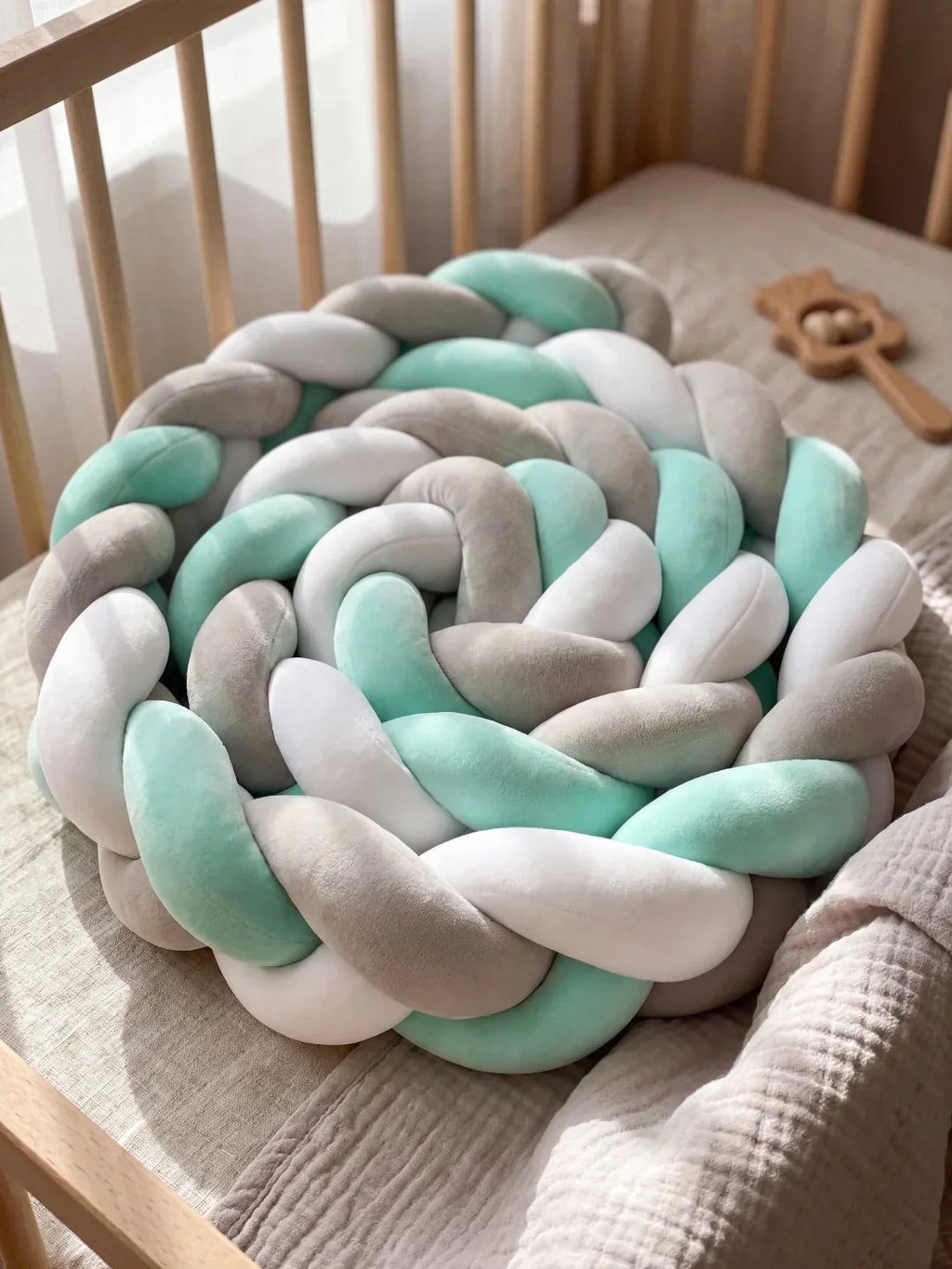 Terracotta Velvet Braided Baby Bed Bumper