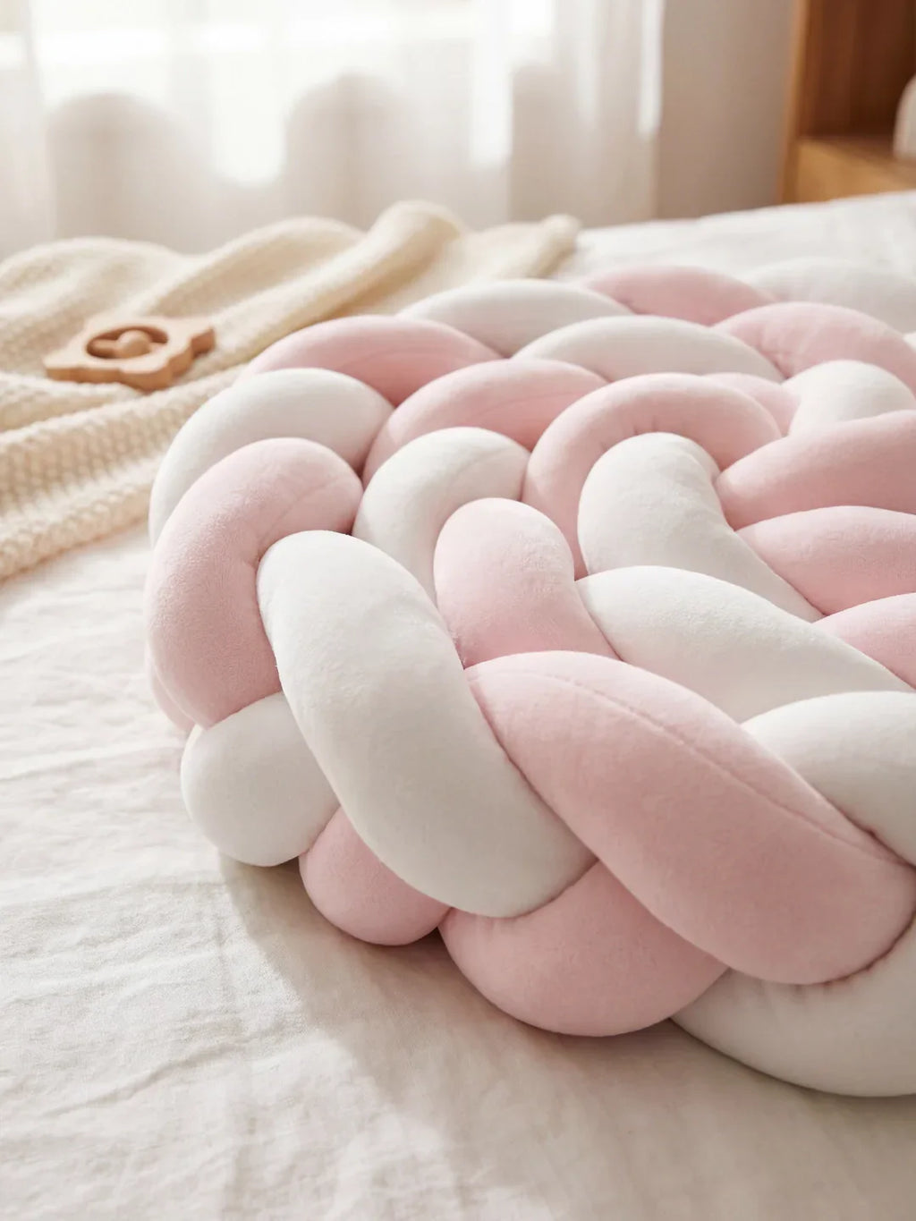 Premium Two-Tone Braided Baby Crib Bumper