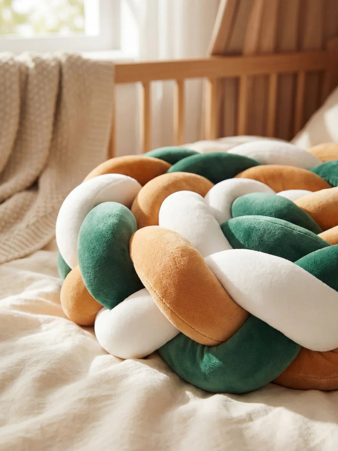 Terracotta Velvet Braided Baby Bed Bumper