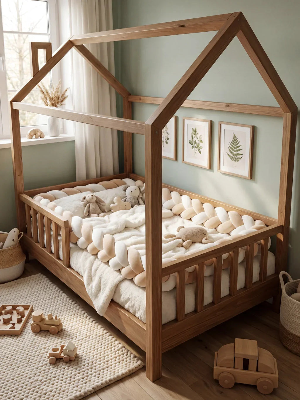 Premium Two-Tone Braided Baby Crib Bumper
