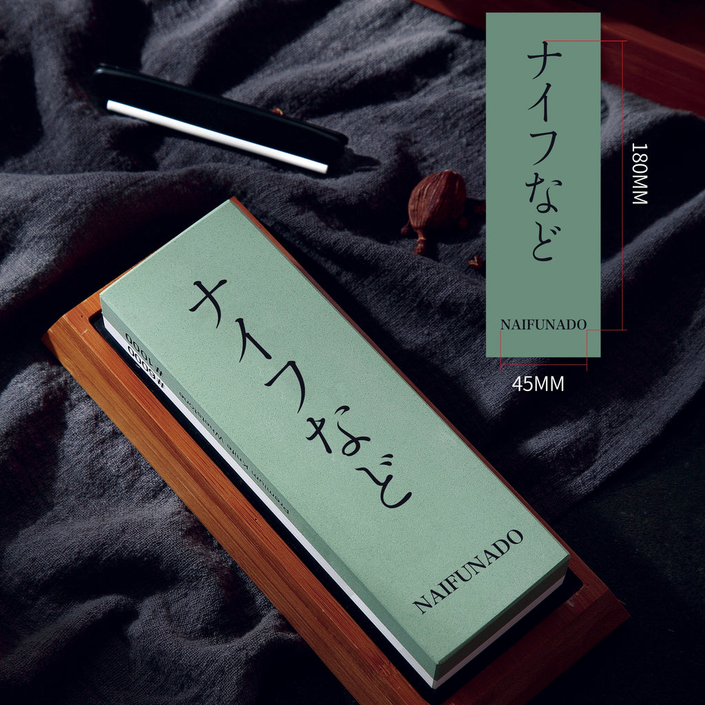 Pedra de Afiar de Cozinha Dupla Face 1000/6000 Grão Base de Bambu