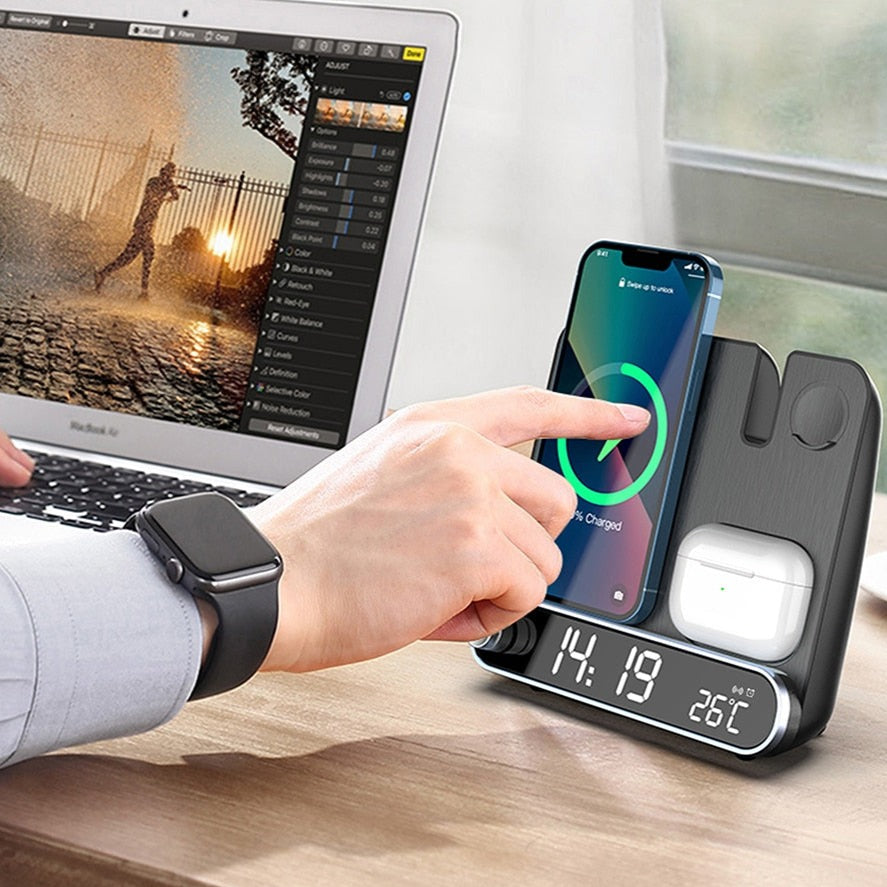 NovaLink 3-i-1 trådløs oplader og vækkeur til iPhone Apple Watch AirPods