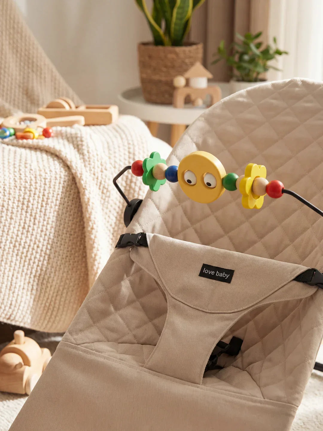 Foldable Baby Bouncer with Interactive Toy Arch