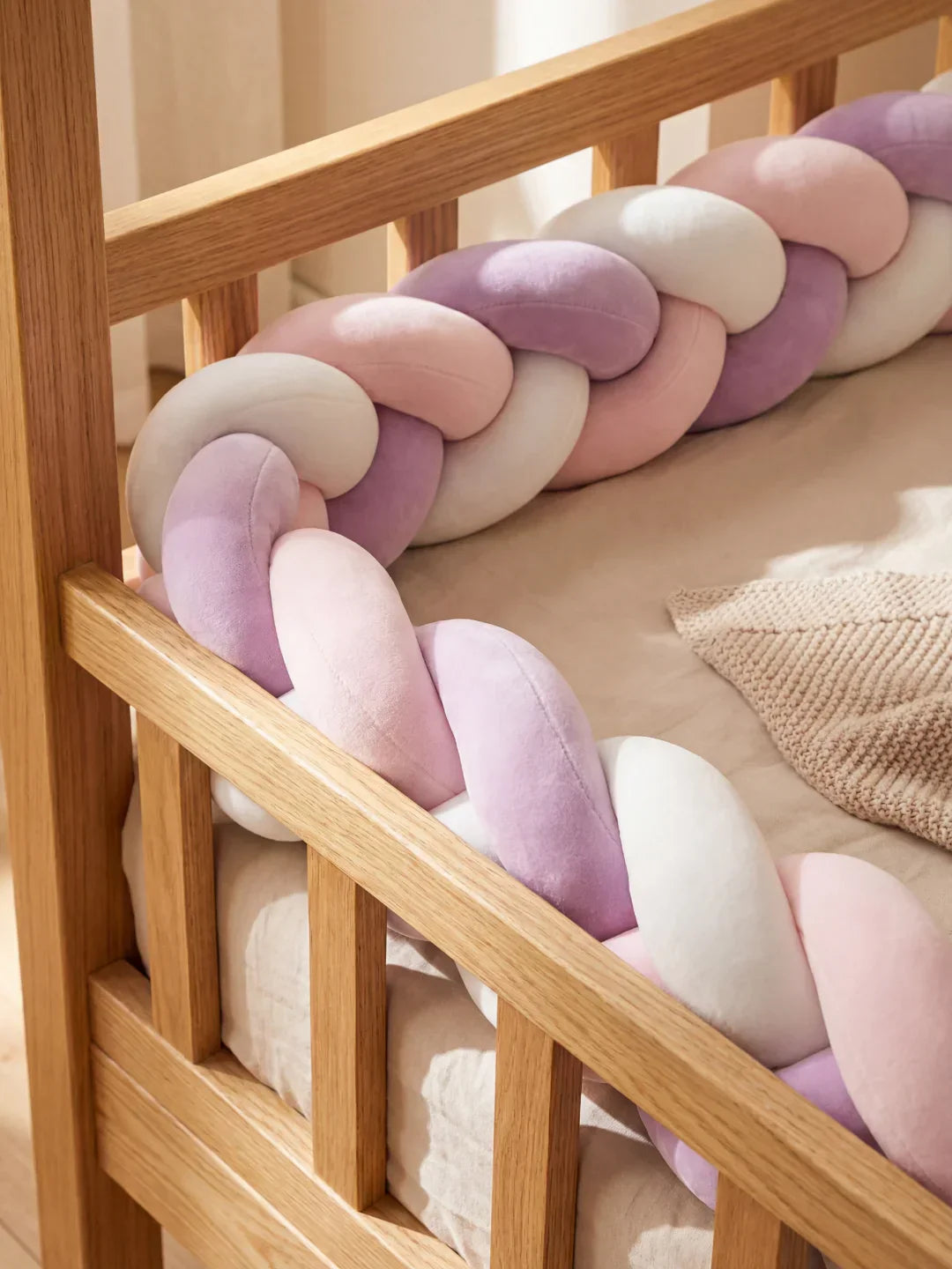 Terracotta Velvet Braided Baby Bed Bumper
