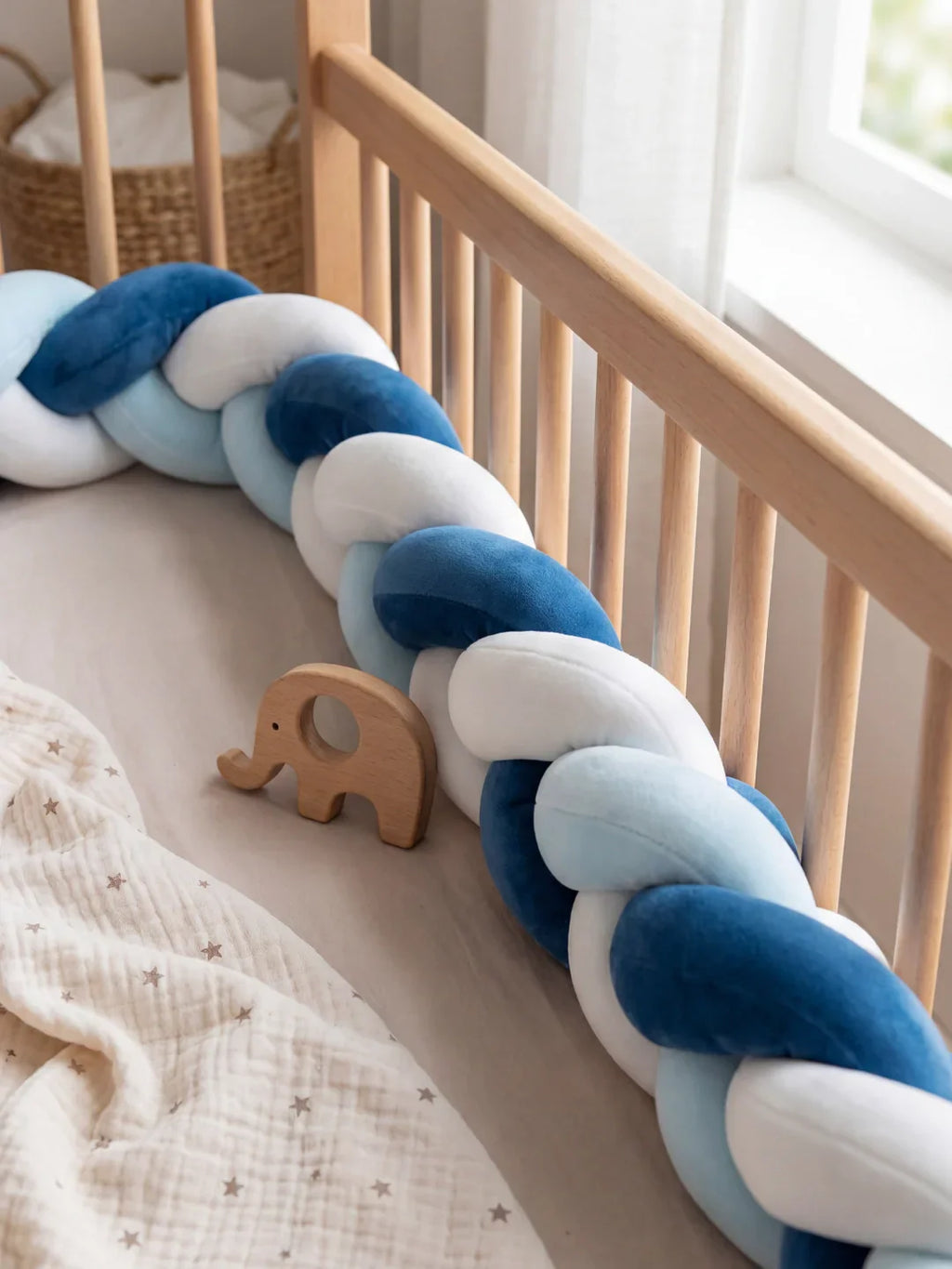 Terracotta Velvet Braided Baby Bed Bumper