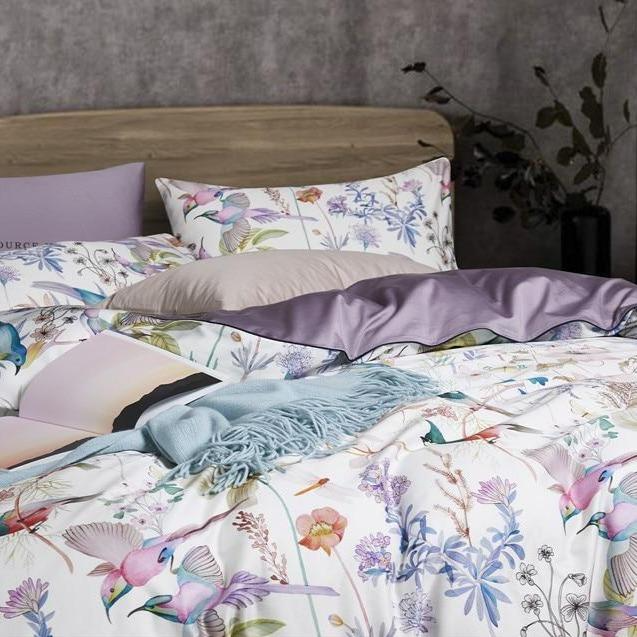 Elora Elegant Hvid Trykt Ægyptisk Bomuld Dynebetræk Sæt