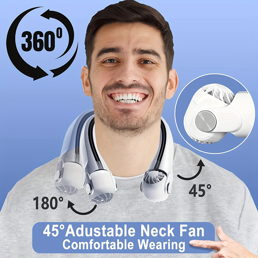Přenosný větrák na krk s 45stupňově nastavitelným prouděním vzduchu pro venkovní použití
