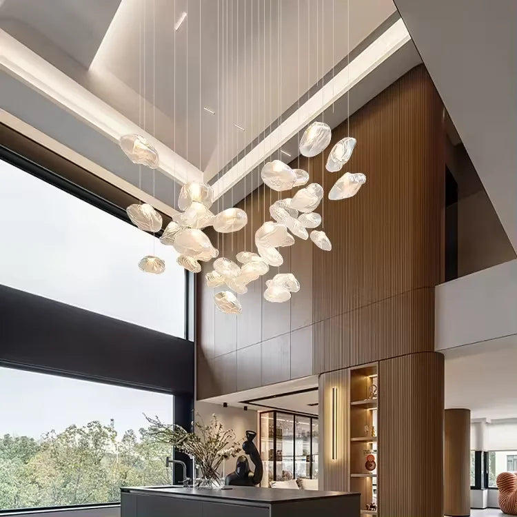 Luminara Cascade Glas Lysekrone Med Aluminiumsramme