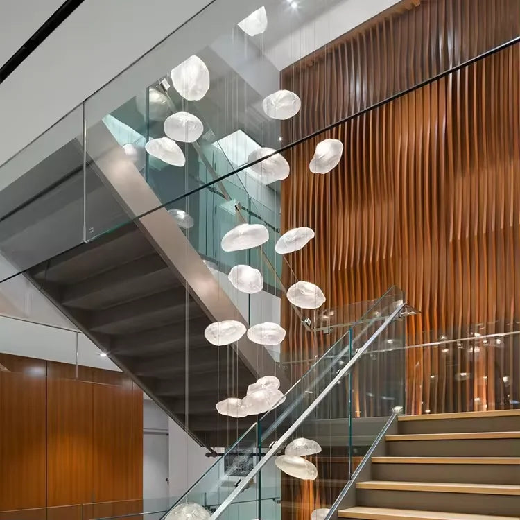 Luminara Cascade Glas Lysekrone Med Aluminiumsramme