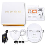 Seven Color Red LED Light Therapy Mask For Face And Neck With Spa Glow