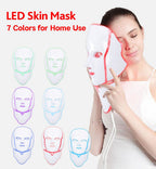Seven Color Red LED Light Therapy Mask For Face And Neck With Spa Glow