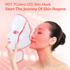 Seven Color Red LED Light Therapy Mask For Face And Neck With Spa Glow