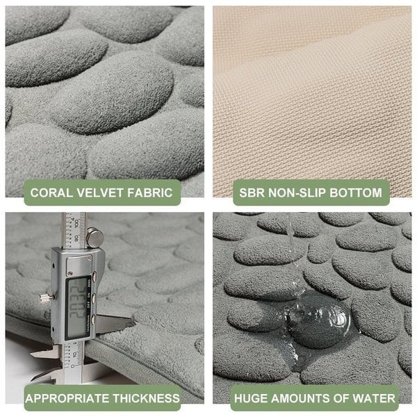 Cobblestone Bath Mat With Absorbent Comfort For Families