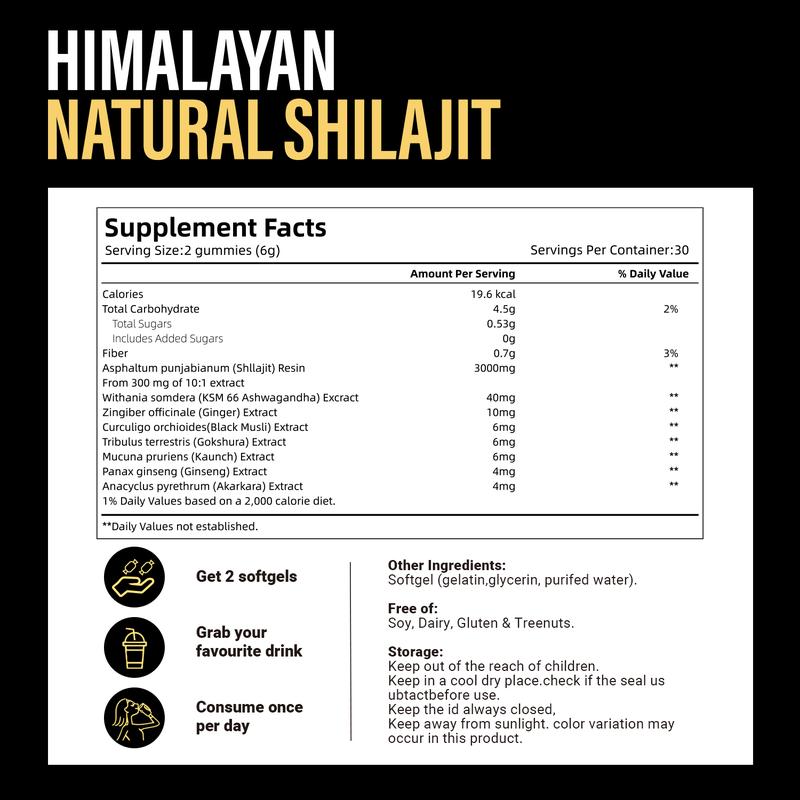 Gumije Himalayene Shilajit pentru Energie, Rezistență și Susținerea Vitalității