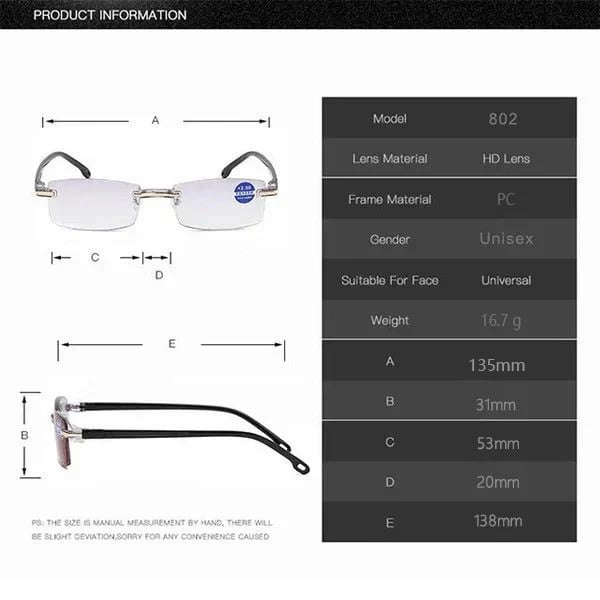 New Sapphire High Hardness Anti-Blue Dual-Use Reading Glasses