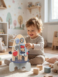 Wooden Space Rocket Baby Play Center For Early Explorers | petprovac
