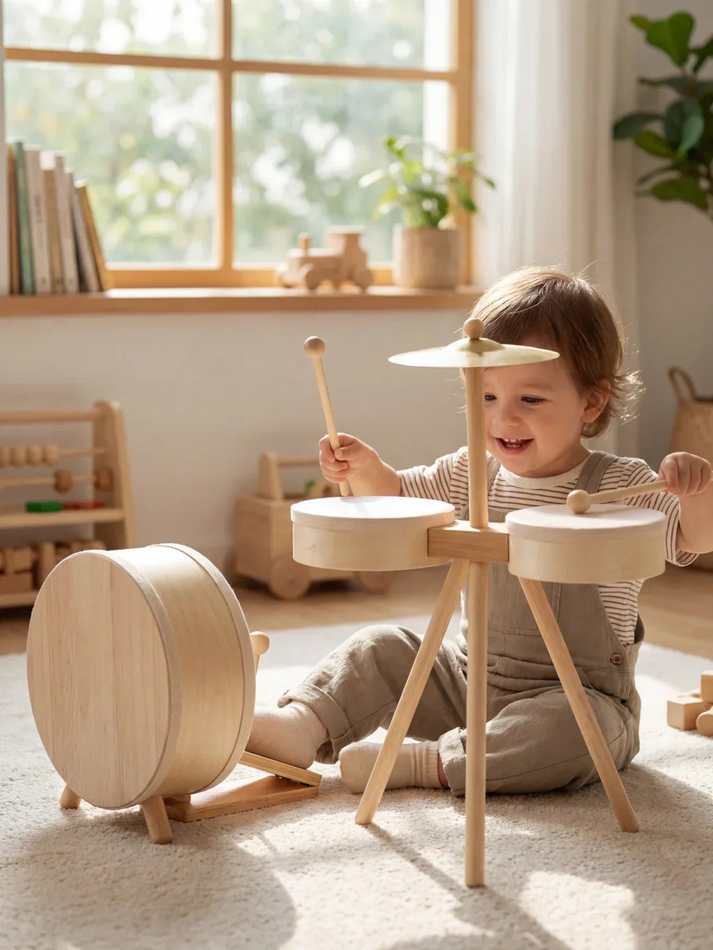 Set Drum Kayu Klasik untuk Bayi dan Kanak-kanak Kecil