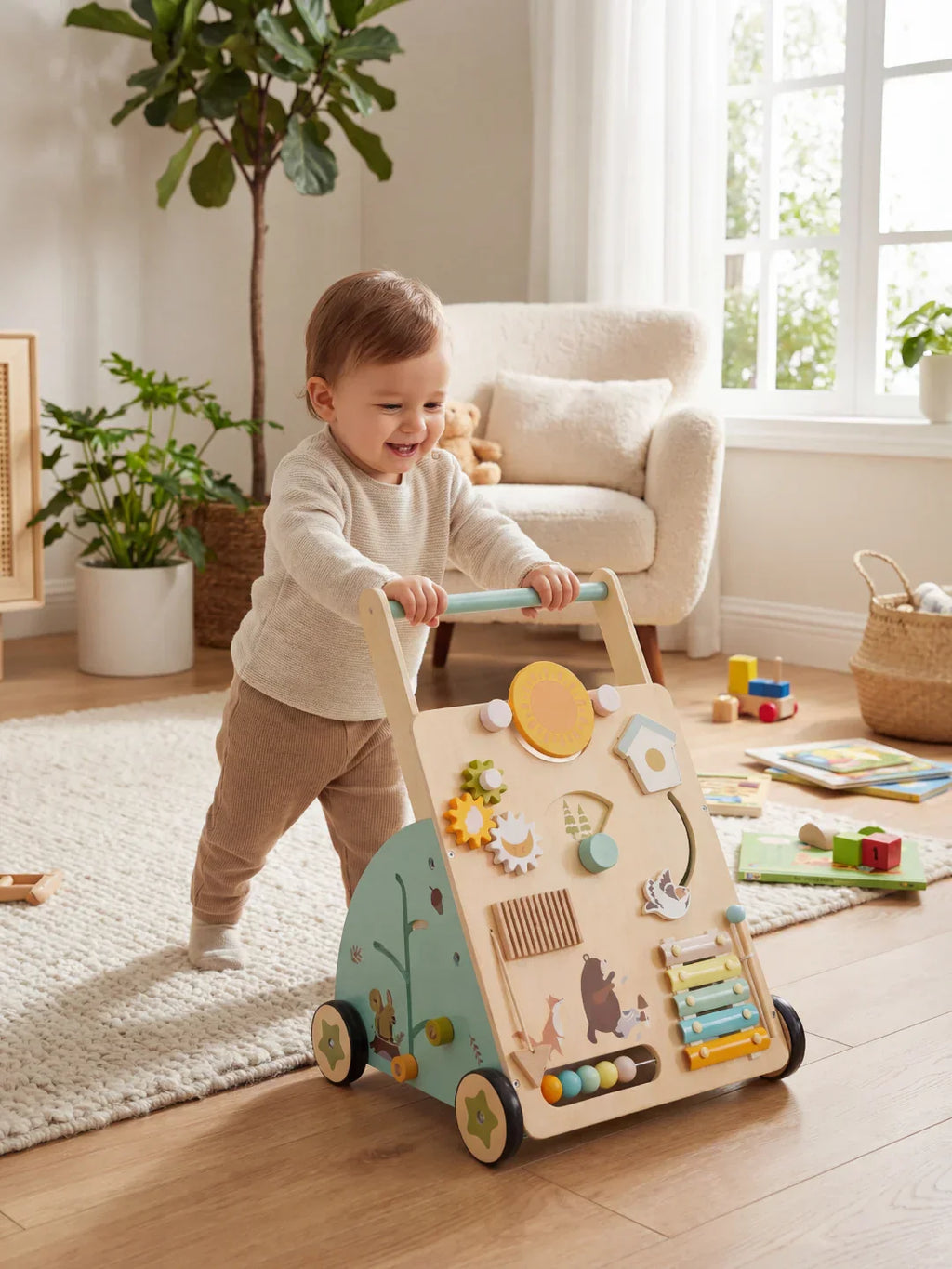 Woodland Theme Wooden Baby Activity Walker