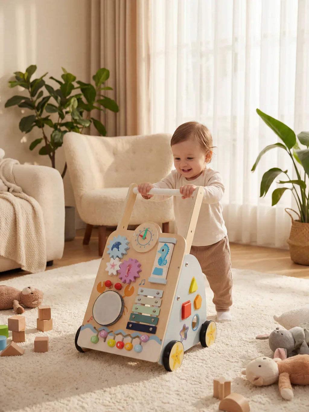 Ocean Theme Wooden Baby Activity Walker