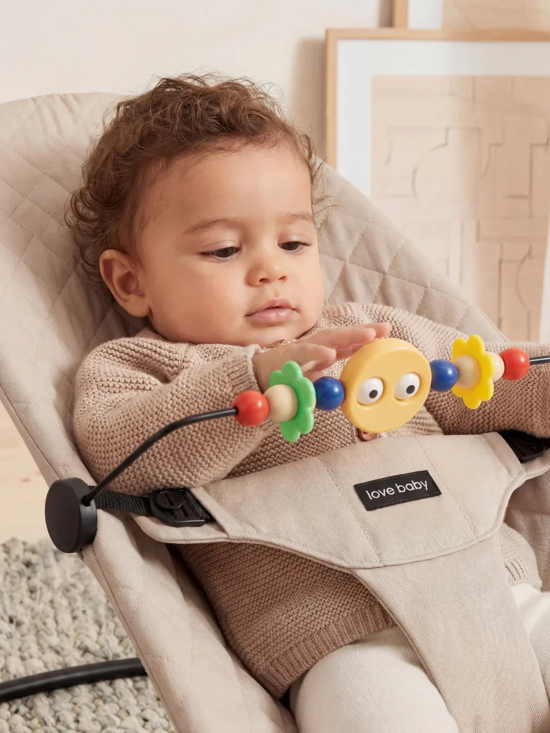 Foldable Baby Bouncer with Interactive Toy Arch