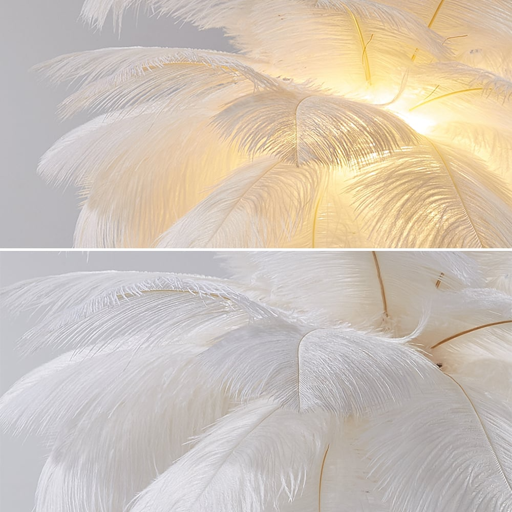 Lampe de table luxueuse Nyra Glow Plume dorée Art déco or