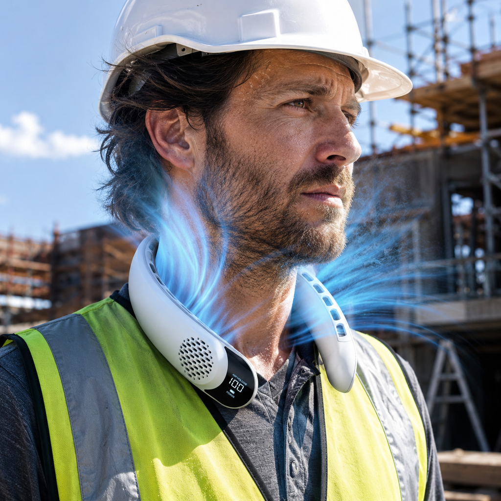 WorkCool kaulatuuletin ladattava, kannettava viilennyslaite digitaalisella näytöllä