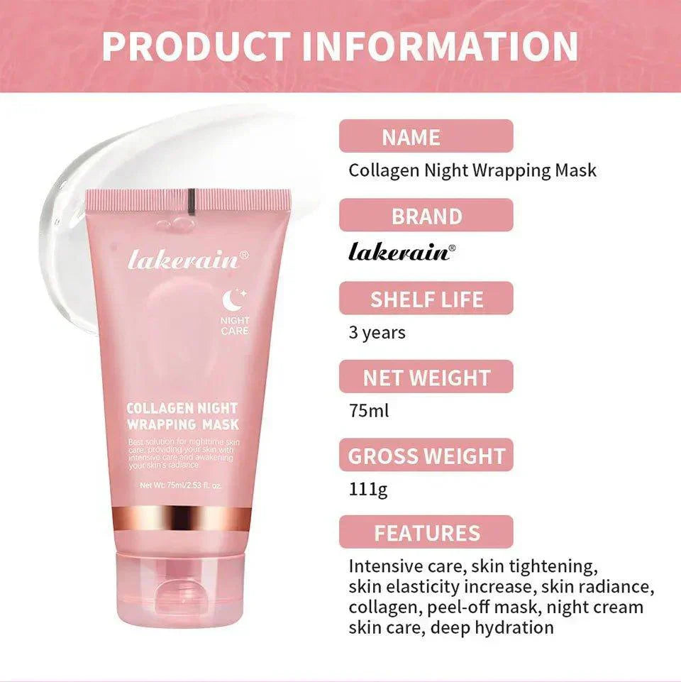 Nattmask med kollagen och återfuktande ceramid för alla hudtyper