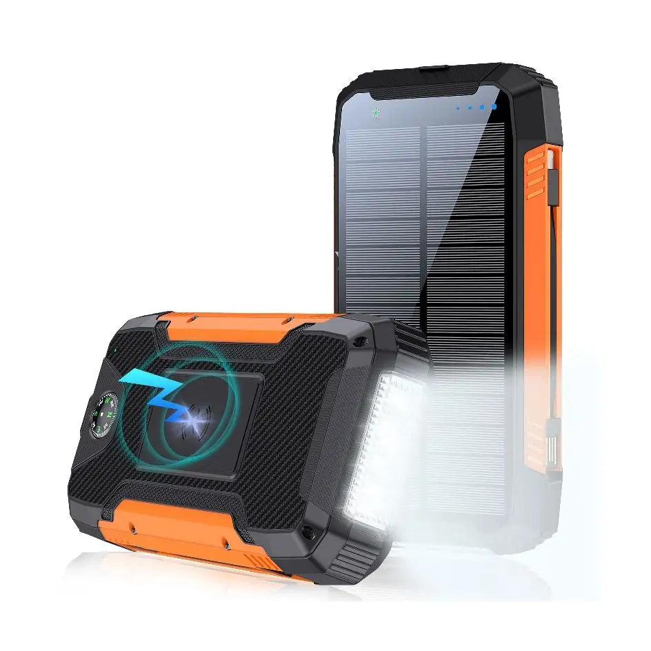 EclipseVolt 30 000 mAh vízálló napelemes power bank két USB porttal és Qi vezeték nélküli töltővel