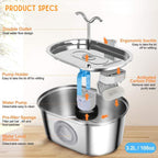 Air Mancur Haiwan Peliharaan Keluli Tahan Karat Senyap CalmStream Untuk Kucing Dan Anjing Penghidratan