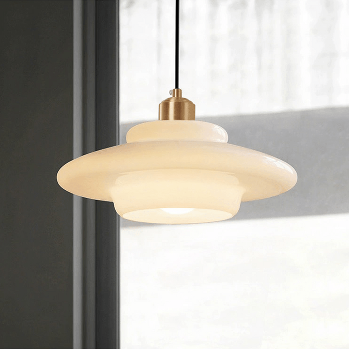 Astria Ivory Glass Pendant Light For Retro 1950s Interiors