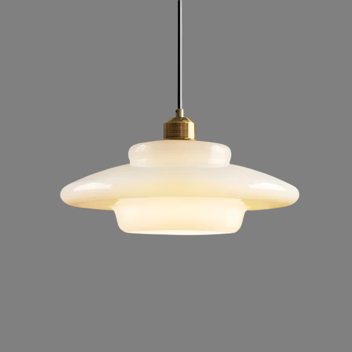 Astria Ivory Glass Pendant Light For Retro 1950s Interiors