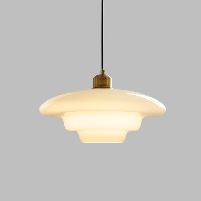 Astria Ivory Glass Pendant Light For Retro 1950s Interiors