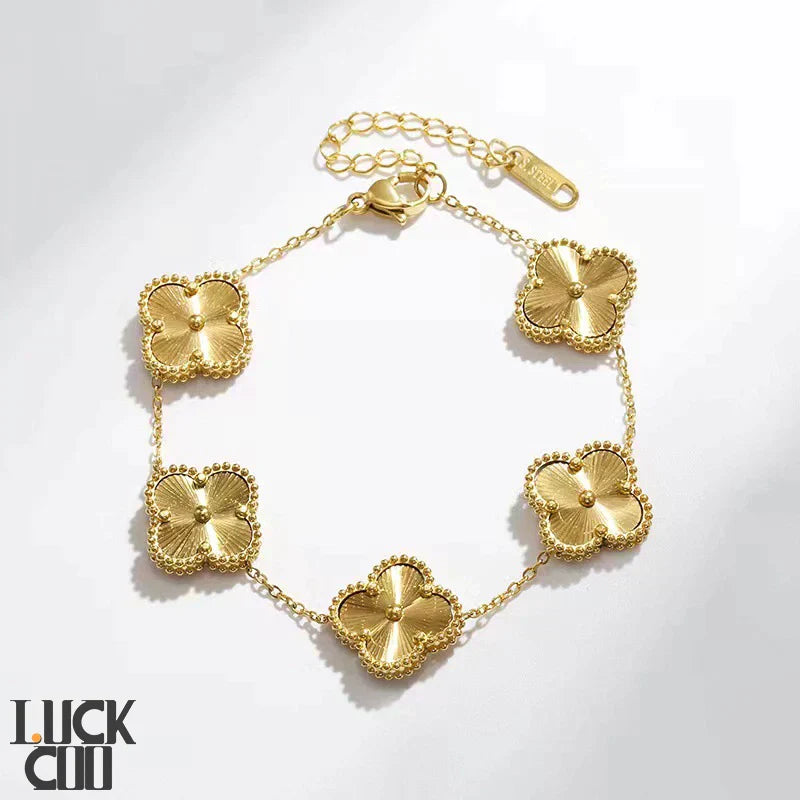 Liora Clover Charm Armbånd Fire Blomstercharms 14K Forgyldt Rustfrit Stål