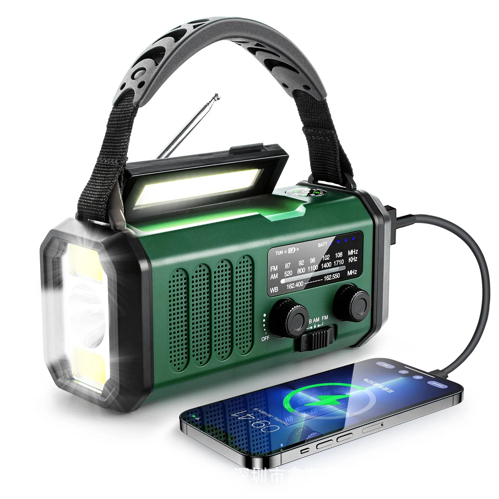 Radio solare Signa 10000mAh con manovella e meteo NOAA per campeggiatori