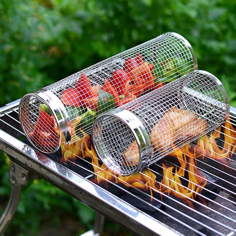 Nepřilnavý otočný koš na grilování zeleniny pro rovnoměrné barbecue vaření