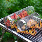 Nepřilnavý otočný koš na grilování zeleniny pro rovnoměrné barbecue vaření