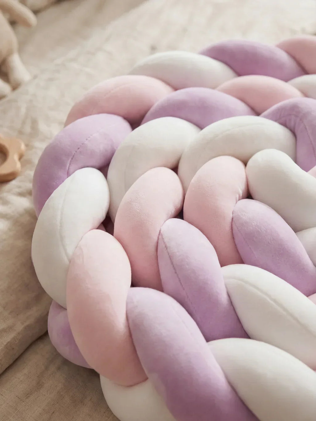 Terracotta Velvet Braided Baby Bed Bumper