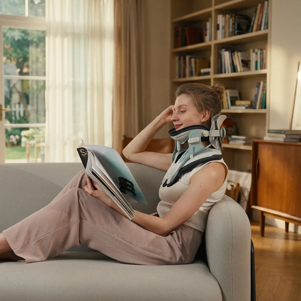 Inflatable Neck Traction Collar with 8 Air Chambers & 26° Ergonomic Stretch for Daily Comfort