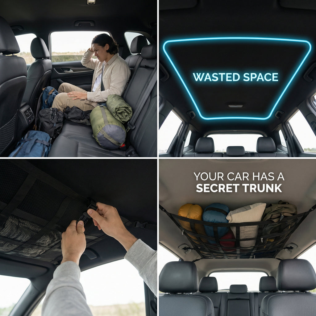 Adjustable Overhead Car Storage Organizer Net