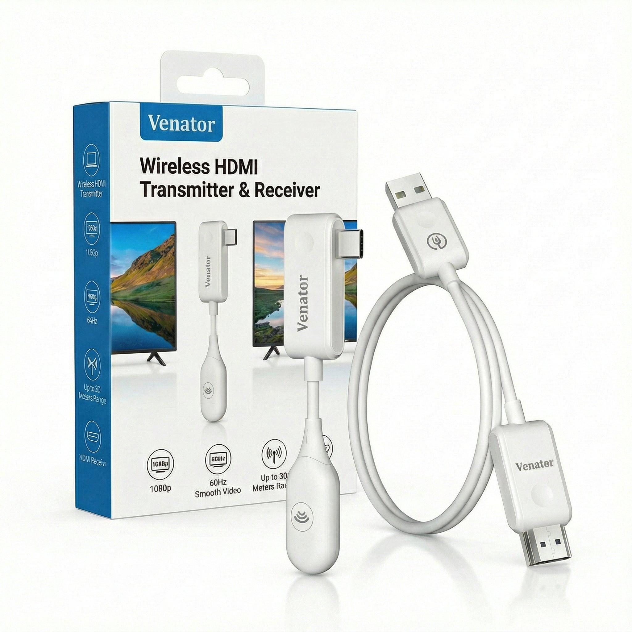 Plug-and-Play Wireless HDMI Transmitter and Receiver Kit