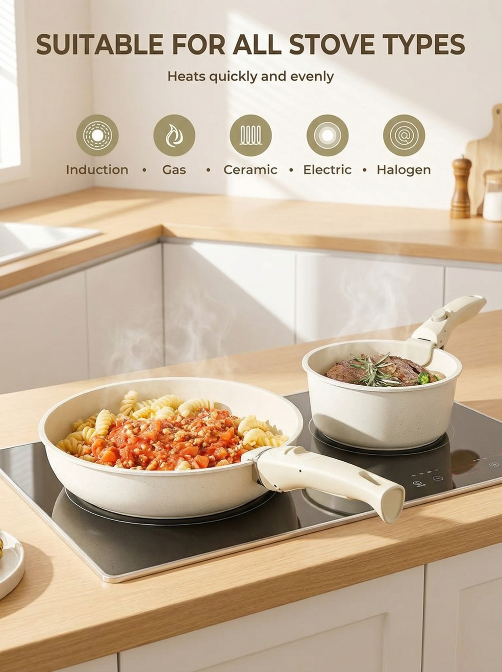Colección Compacta de Utensilios de Cerámica para Cocinas Pequeñas, Esenciales No Tóxicos