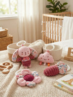 Floral Bunny 2-in-1 Sensory Arch and Play Mat – Pink Baby Gym