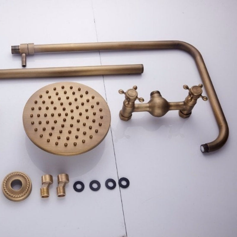 Loxley Vintage Bronze Adjustable Wall Mounted Brass Shower Kit | Petprovac