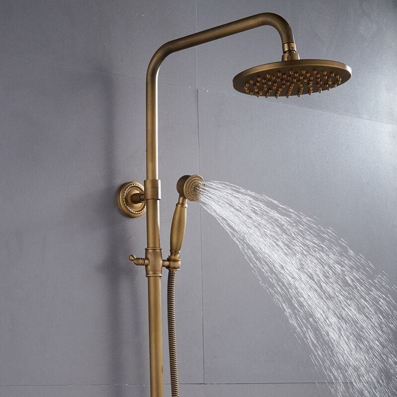 Loxley Vintage Bronze Adjustable Wall Mounted Brass Shower Kit | Petprovac
