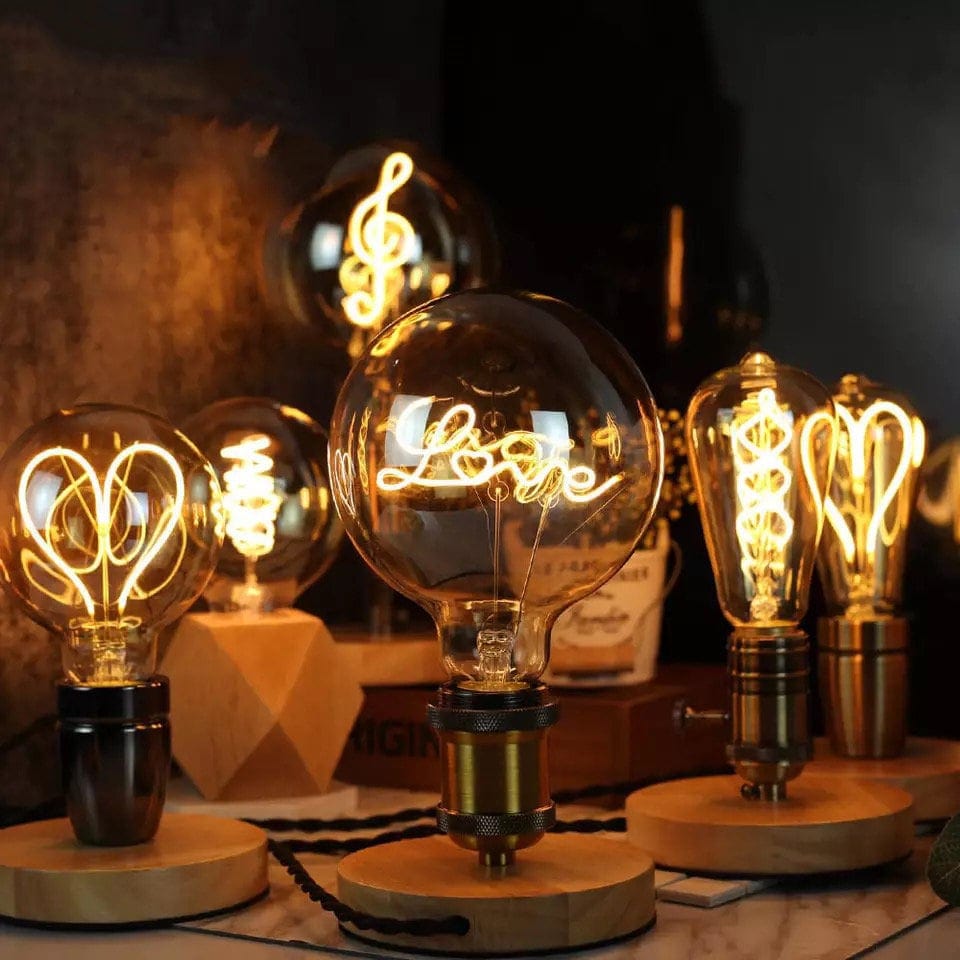 Lumenra | Stor LED Edison-glob med tresokkel, vintage industriell stil | Petprovac