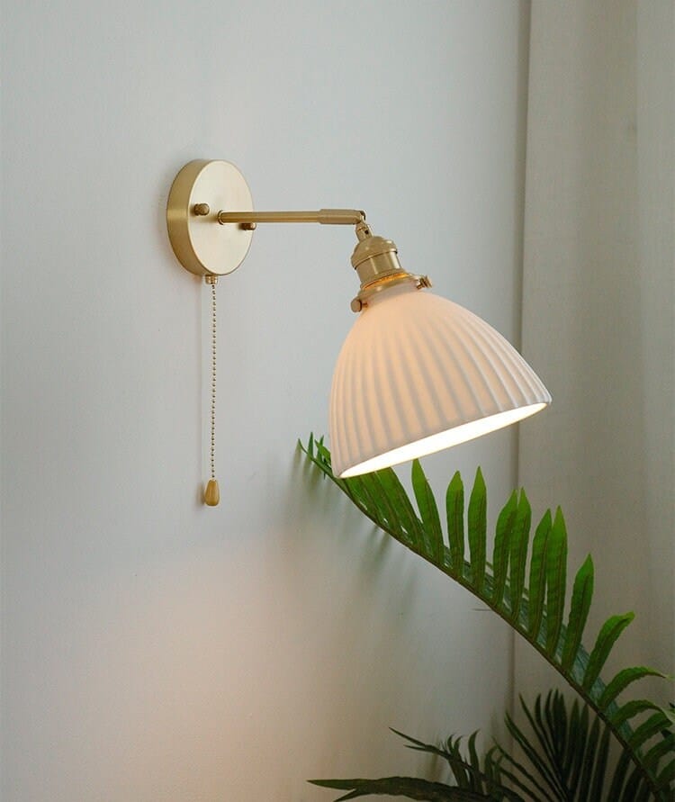 Handmade Ceramic Wall Sconce in Pleated Cup Design, Bulb Included | Petprovac