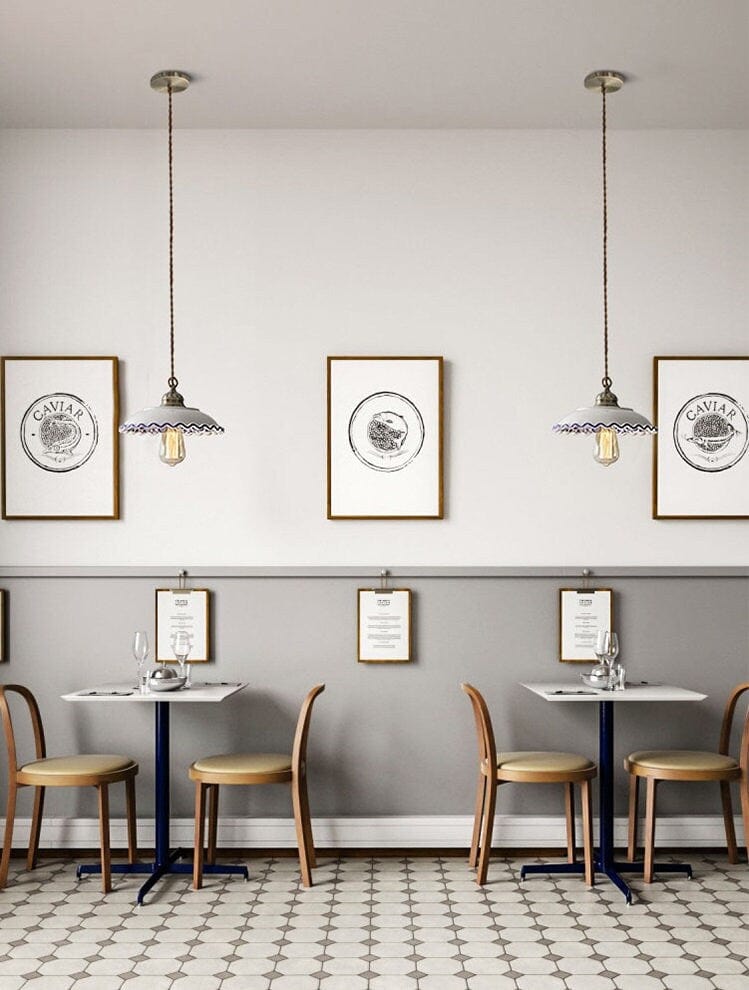 リスボン LED ペンダントライト、ポルトガルタイルスタイルのセラミックプレート、電球付き | Petprovac