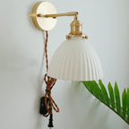 Handmade Ceramic Wall Sconce in Pleated Cup Design, Bulb Included | Petprovac
