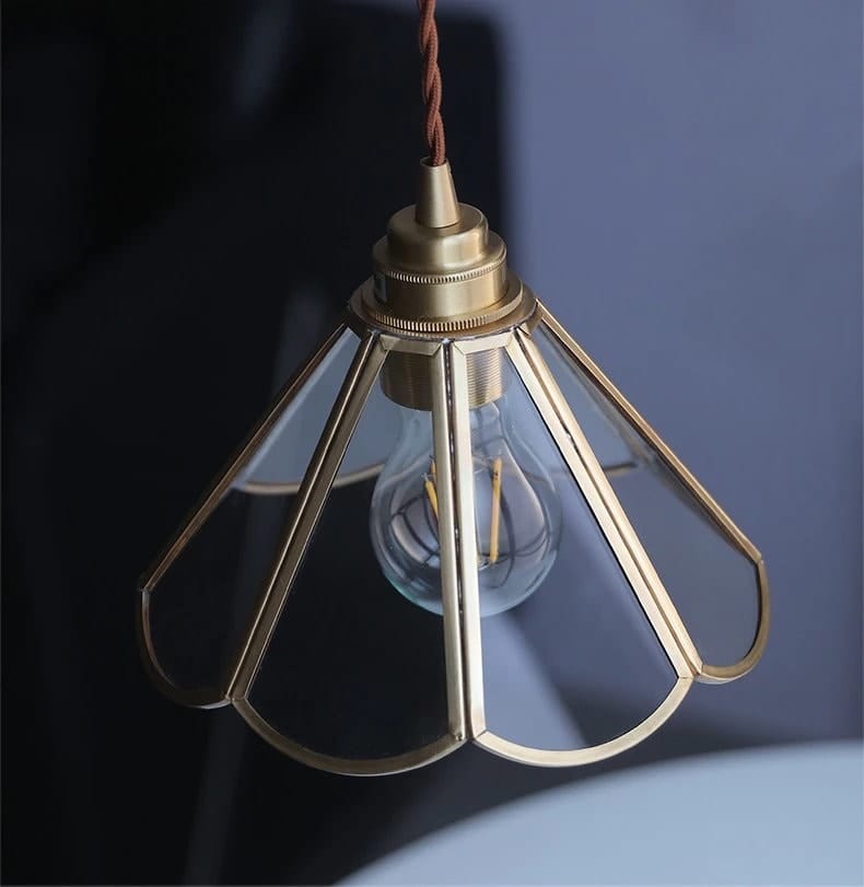 Mirelle Glass Blossom LED Pendant Lamp With Brass Frame, Vintage Style, Bulb Included | Petprovac
