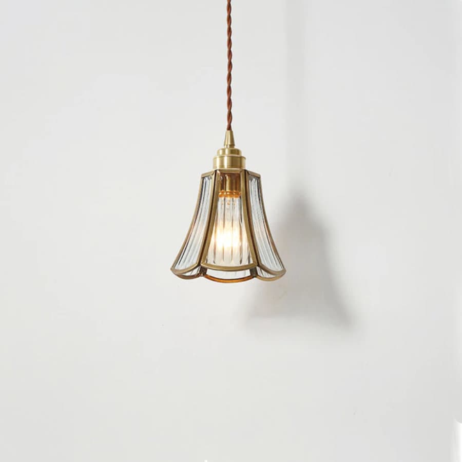 Mirelle Glass Blossom LED Pendant Lamp With Brass Frame, Vintage Style, Bulb Included | Petprovac